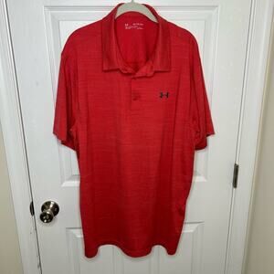 Under Armour Soft Red Heat Gear Size 2XL Golf Shirt